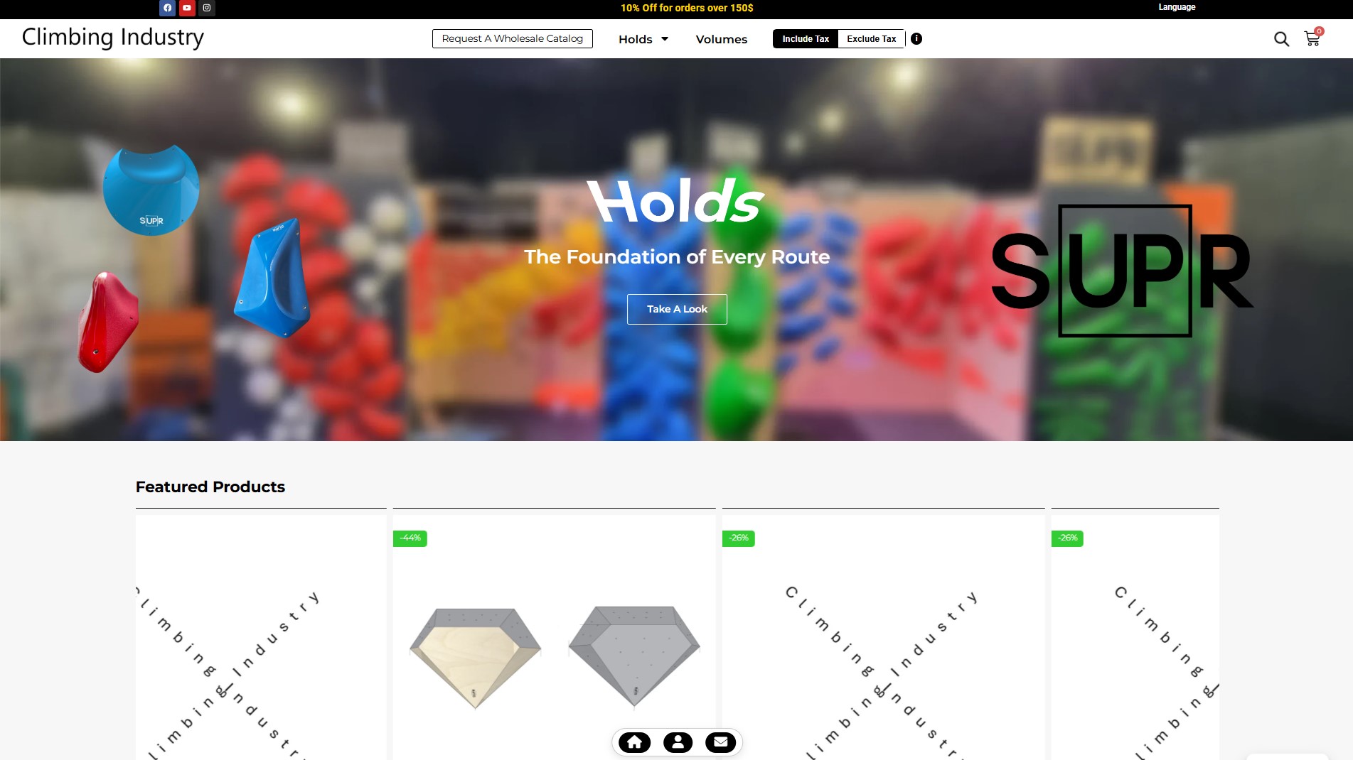 Screenshot of the Climbing Industry website
